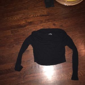 Off the shoulder cropped long sleeve